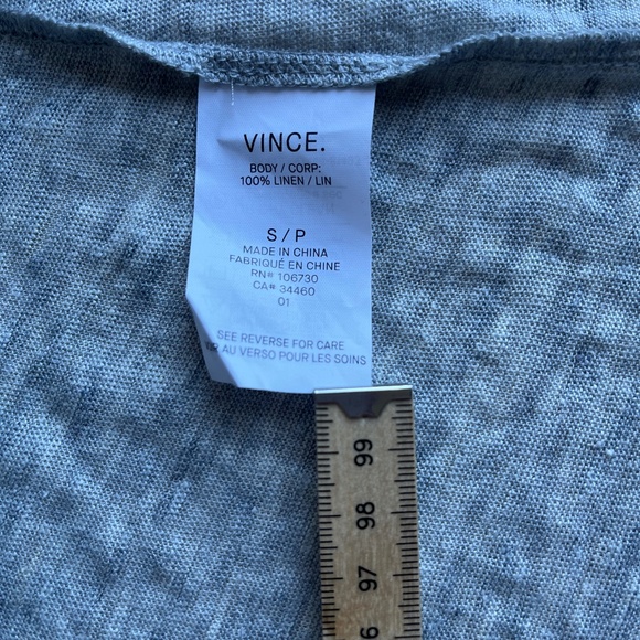 Vince Split Neck Linen Relaxed Casual Pocket Pullover Gray Tank Top Blouse Small - Picture 7 of 8